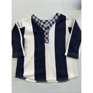 Vintage Lil Beer California 3T Henley Shirt Navy Stripe Made USA Toddler 90s